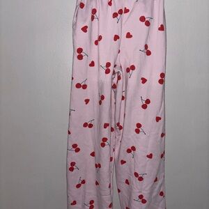 Wild Fable Pink Wide Leg Sweatpants with Cherry and Heart Design